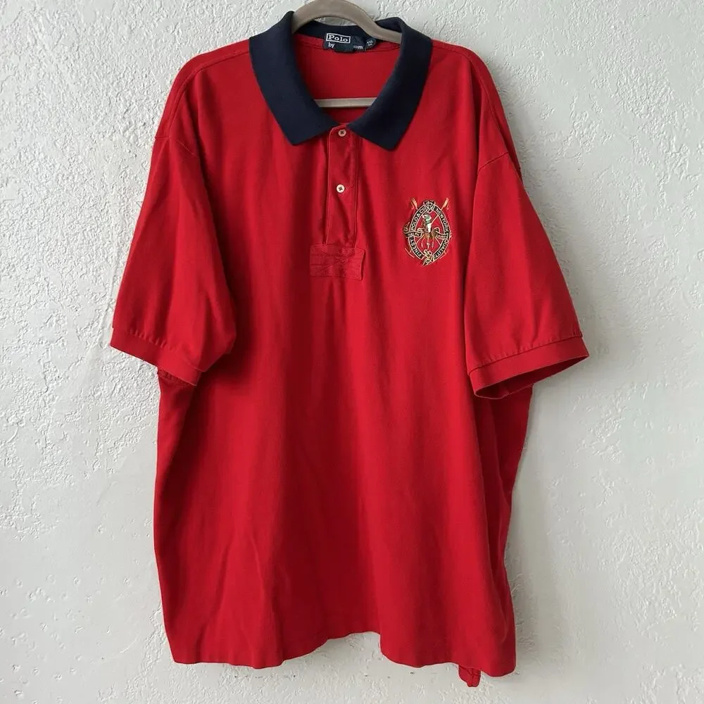 Polo Ralph Lauren 4XL Big Red Polo Shirt Flesh Pony Crest Rugby Preppy Cotton